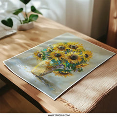 Sunflower Photographic Print, Floral Still Life, Flower Bouquet Art Print, Yellow Flower Wall Decor, Home Decor, Fine Art Prints - Tawshia