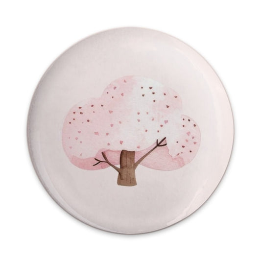 Pink Watercolor Tree Pinback Button, Floral Pin Badge, Pastel Aesthetic, Cute Plant Button, Nature Lover Gift, Botanical Accessory - Tawshia