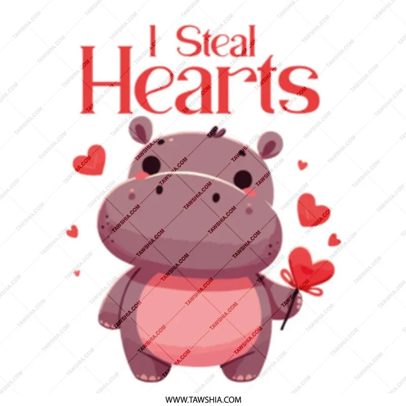 I Steal Hearts Hippopotamus Art Illustration Product