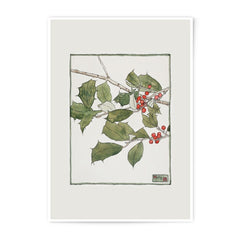 Holly Berry Photographic Print, Watercolor Art, Christmas Decor, Botanical Illustration, Festive Wall Art, Holiday Season Print - Tawshia