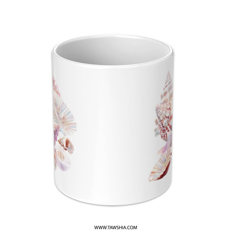 Seashell Mug, Ocean Lover Gift, Beach Decor Coffee Mug, Coastal Home Decor, Seashell Art, Sea Shells Coffee Mug, Beach Lover Mug - Tawshia