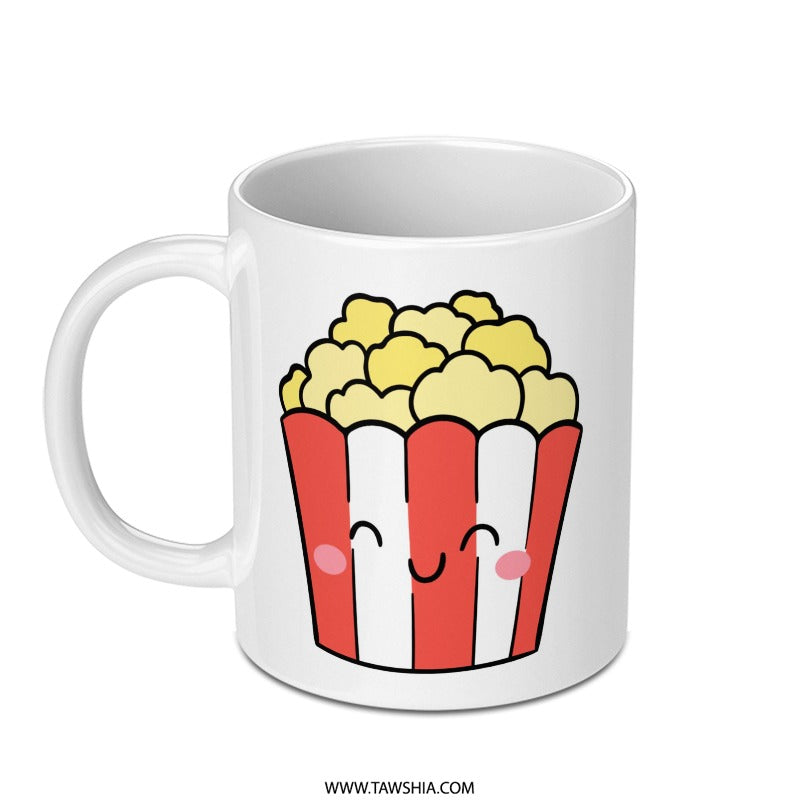 Cute Popcorn Mug, Movie Night Mug, Kawaii Mug, Food Lover Gift, Fun Mug, Gift for Her, Gift for Him, Snack Mug, Cozy Mug, Kitchen Decor - Tawshia