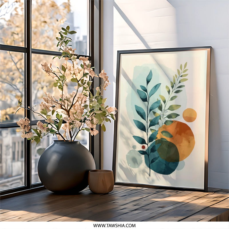 Botanical Wall Art, Modern Leaf Print, Abstract Leaves Decor, Boho Home Art, Minimalist Plant Art, Nature Inspired Painting - Tawshia