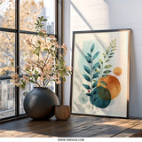 Botanical Wall Art, Modern Leaf Print, Abstract Leaves Decor, Boho Home Art, Minimalist Plant Art, Nature Inspired Painting - Tawshia