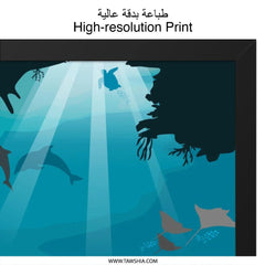 Ocean Wall Art, Undersea Print, Marine Life Decor, Sea Animals Poster, Ocean Scene Artwork, Coastal Home Decor, Nautical Wall Decor - Tawshia