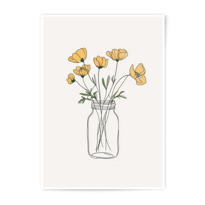 Yellow Flower Photographic Prints, Floral Home Decor, Botanical Art, Wall Art Prints, Minimalist Decor, Mason Jar Art - Tawshia