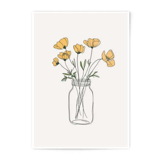 Yellow Flower Photographic Prints, Floral Home Decor, Botanical Art, Wall Art Prints, Minimalist Decor, Mason Jar Art - Tawshia