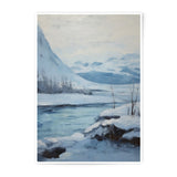 Winter Landscape Photographic Print, Snowy Mountain Scene Photo, River Valley Wall Art, Serene Winter Decor, Cold Climate Photography - Tawshia