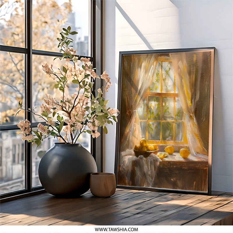 Lemon Still Life Wall Art, Window Art, Kitchen Wall Decor, Yellow Fruit Print, Sunlight Art, Fine Art Print, Summer Art, Home Decor - Tawshia