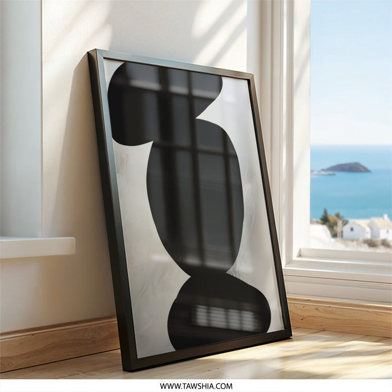 Abstract Shapes Wall Art, Modern Art Print, Black and White Art, Minimalist Decor, Contemporary Art, Home Decor Gift, Wall Decor - Tawshia