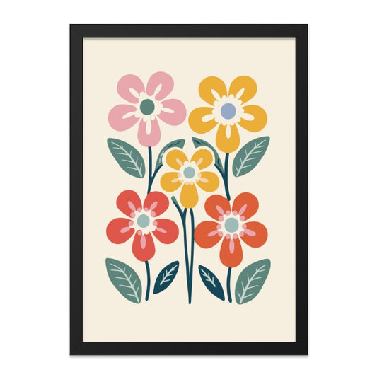 Retro Floral Wall Art, 70s Flower Print, Colorful Flower Power Decor, Vintage Inspired Botanical Art Print, Mid Century Modern Art - Tawshia