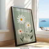 Daisy Wall Art Print, Floral Wall Decor, Botanical Illustration, Modern Flower Art, Minimalist Art Print, Home Decor, Gift Idea - Tawshia