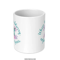 Adjust Your Focus Mug, Floral Camera Mug, Inspirational Quote Mug, Photographer Gift, Motivational Mug, Teal Camera Mug - Tawshia