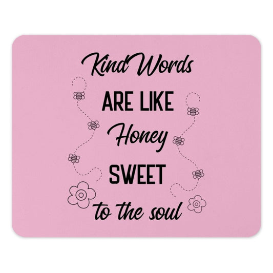 Kind Words Like Honey Mouse Pad, Inspirational Quote Office Decor, Motivational Desk Accessory, Sweet Soul Honey Bee Gift, Cute Pink - Tawshia
