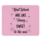 Kind Words Like Honey Mouse Pad, Inspirational Quote Office Decor, Motivational Desk Accessory, Sweet Soul Honey Bee Gift, Cute Pink - Tawshia