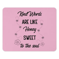 Kind Words Like Honey Mouse Pad, Inspirational Quote Office Decor, Motivational Desk Accessory, Sweet Soul Honey Bee Gift, Cute Pink - Tawshia
