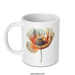 Poppy Flower Mug, Floral Coffee Mug, Botanical Art, Flower Lover Gift, Unique Mug, Spring Decor, Office Mug, Tea Mug - Tawshia