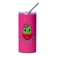 Stay Sharp Cute Cactus Tumbler, Pink Tumbler, Succulent Tumbler, Funny Tumbler, Gift For Her, Kawaii Tumbler, Plant Lover Gift - Tawshia