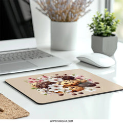 Cookies and Cherry Blossom Mouse Pad, Floral Computer Mat, Office Desk Decor, Baking Lover Gift, Chocolate Chip Cookies, Dessert Art - Tawshia