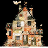 Quilted House Pinback Button, Whimsical Home Button, Colorful Patchwork House Badge, Cozy Home Art Button, Cute Unique Buttons - Tawshia