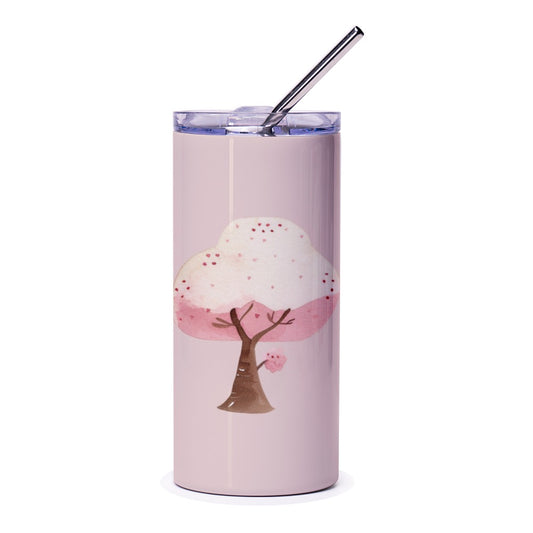 Cherry Blossom Tumbler, Floral Travel Mug, Pink Tree Tumbler, Watercolor Design, Unique Gift Idea, Spring Tumbler, Pretty Tumbler - Tawshia