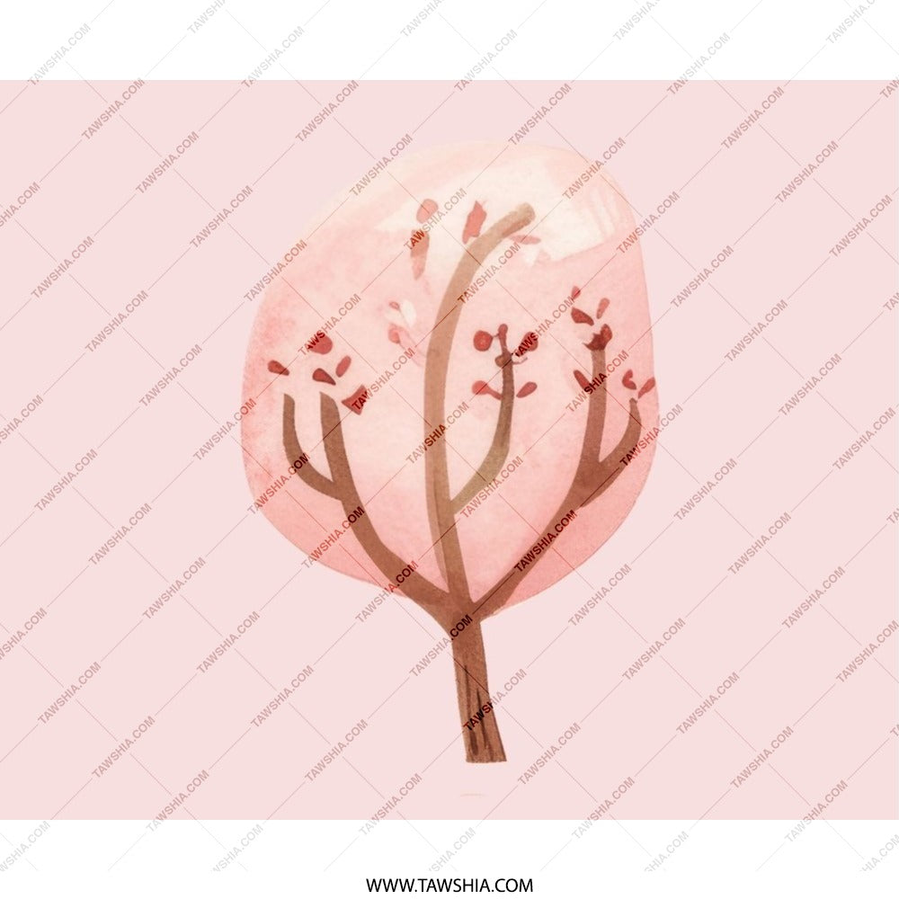 Pink Blossom Tree Mouse Pad, Watercolor Tree Art, Botanical Desk Decor, Aesthetic Office Gift, Pink Mousepad, Unique Mouse Pad - Tawshia