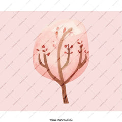 Pink Blossom Tree Mouse Pad, Watercolor Tree Art, Botanical Desk Decor, Aesthetic Office Gift, Pink Mousepad, Unique Mouse Pad - Tawshia