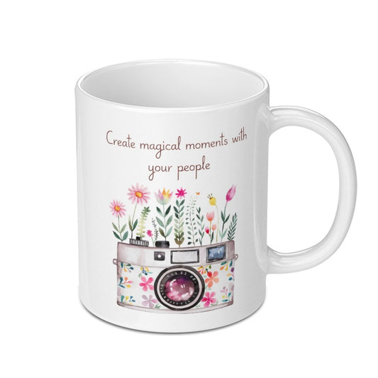 Floral Camera Mug, Magical Moments Mug, Photography Lover Gift, Unique Coffee Mug, Tea Cup, Gift for Her, Cute Mug, Artsy Mug - Tawshia