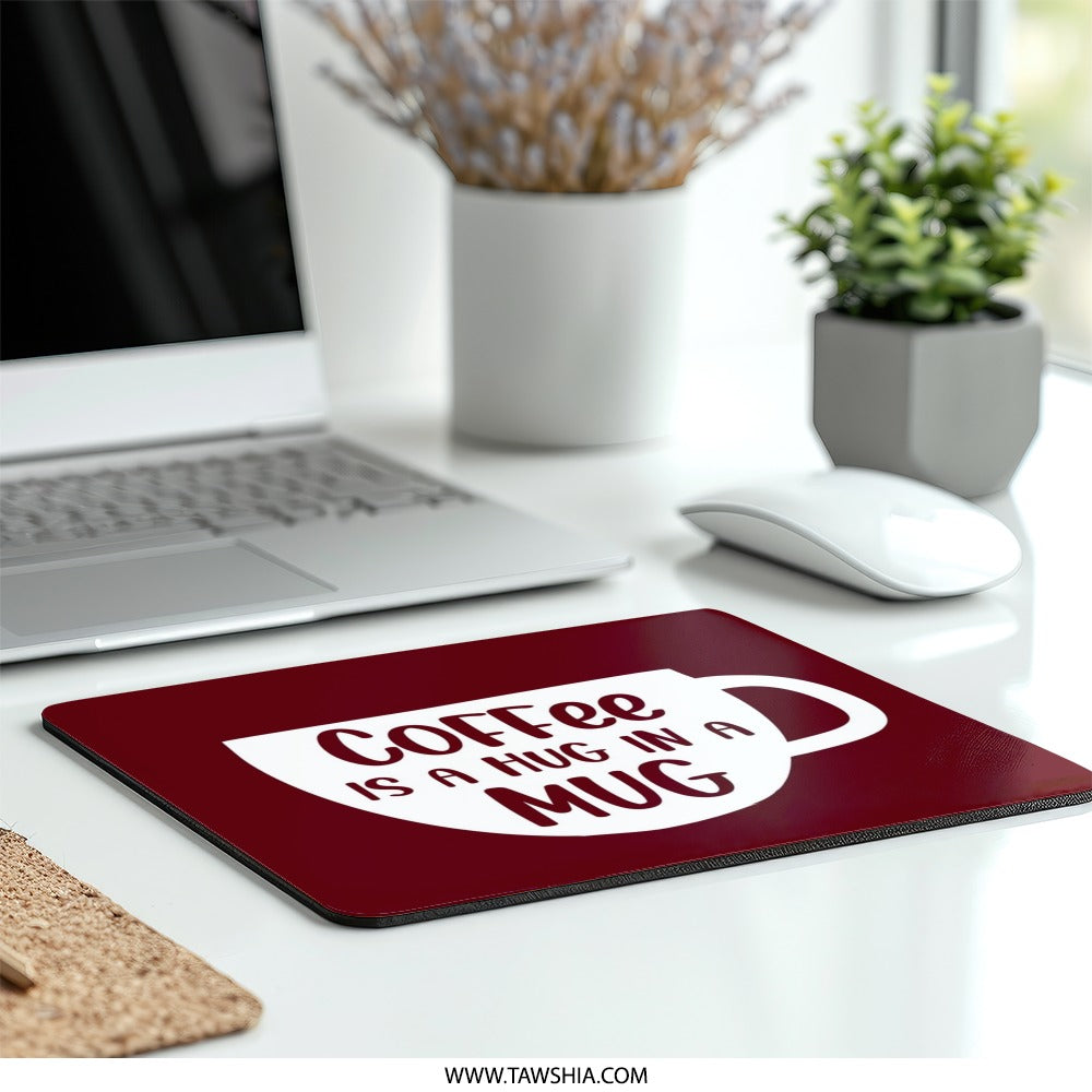 Coffee Mug Mouse Pad, Coffee Is A Hug, Funny Mousepad, Desk Decor, Gift For Coffee Lover, Office Mousepad, Cute Mousepad - Tawshia
