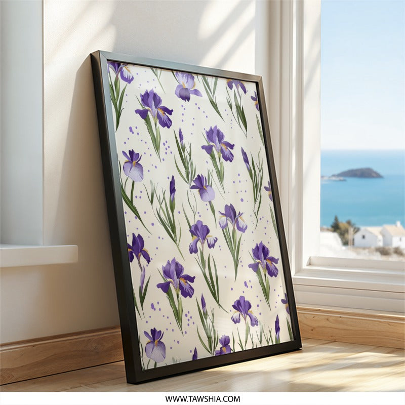 Purple Iris Wall Art, Floral Botanical Print, Elegant Home Decor, Flower Artwork, Nature Inspired Wall Decor - Tawshia