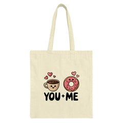 You and Me Tote Bag, Coffee Donut Design, Cute Couple Gift, Anniversary Bag, Food Lover Present, Sweet Treat, Valentine Gift Idea - Tawshia