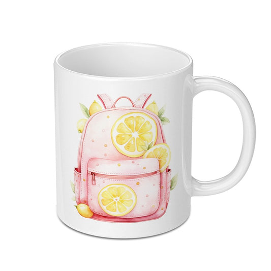 Lemon Backpack Mug, Cute Backpack Gift, Citrus Design Mug, Backpack Lover Gift, Trendy Backpack Mug - Tawshia