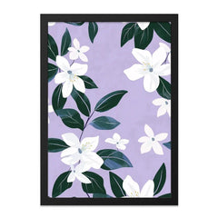 Floral Wall Art, White Flower Print, Botanical Art, Lavender Background, Modern Home Decor, Flower Art Print - Tawshia