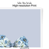 Blue Floral Bow Photographic Prints, Elegant Wall Art, Home Decor, Sophisticated Art, Floral Prints, Stylish Decor, Bow Design Print - Tawshia