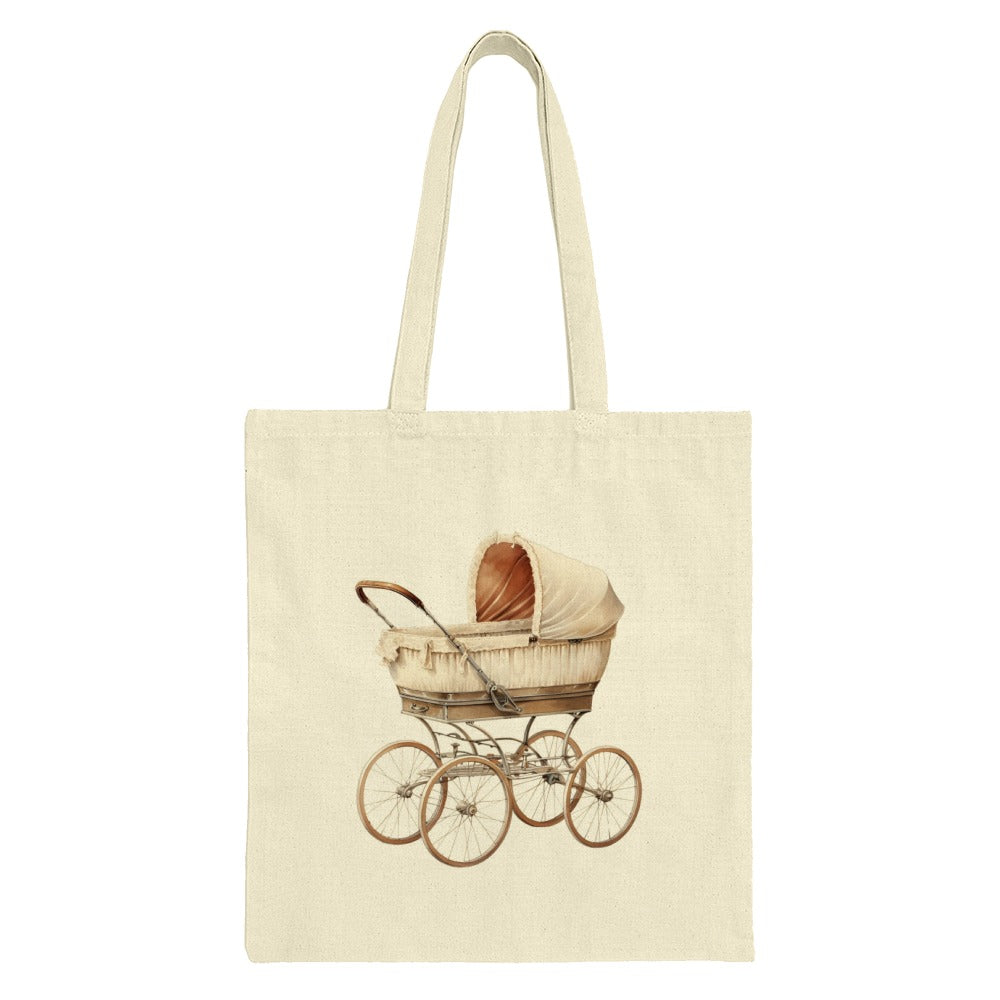 Vintage Pram Tote Bag, Antique Baby Carriage Design, Elegant Shopping Bag, Stylish Everyday Tote, Unique Gift Idea - Tawshia