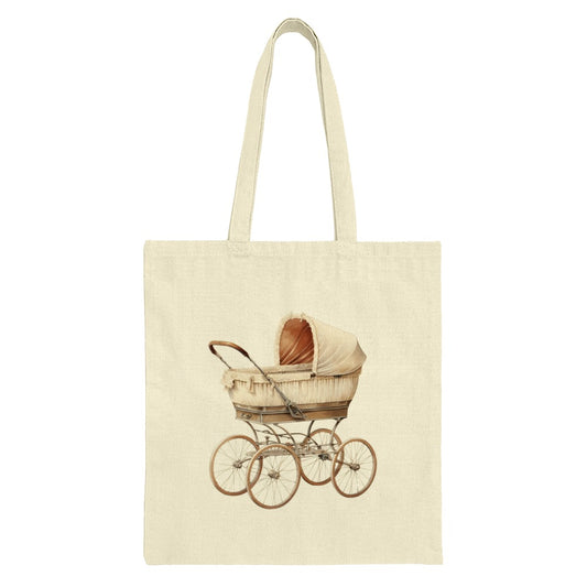 Vintage Pram Tote Bag, Antique Baby Carriage Design, Elegant Shopping Bag, Stylish Everyday Tote, Unique Gift Idea - Tawshia