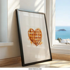 Heart Waffle Wall Art, Foodie Print, Breakfast Lover Gift, Kitchen Decor, Sweet Treat Art, Whimsical Home Decor - Tawshia