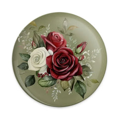 Red and White Rose Pinback Button, Floral Pin, Botanical Badge, Garden Flower Button, Romantic Gift, Flower Lover Accessory - Tawshia