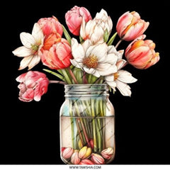Floral Bouquet Pinback Button, Flower Jar Button, Tulip Badge, Watercolor Flowers Button, Cute Accessory, Floral Gift, Trendy Aesthetic - Tawshia