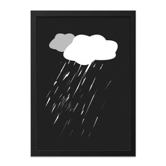 Rainy Day Wall Art, Cloud Rain Poster, Minimalist Print, Weather Art Decor, Modern Wall Hanging, Black and White Artwork, Home Decor Gift - Tawshia