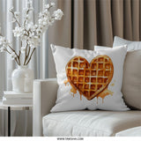 Heart Waffle Pillow, Foodie Gift, Breakfast Lover Pillow, Sweet Treat Decor, Cozy Home Accent, Kitchen Decor, Unique Valentine's Pillow - Tawshia