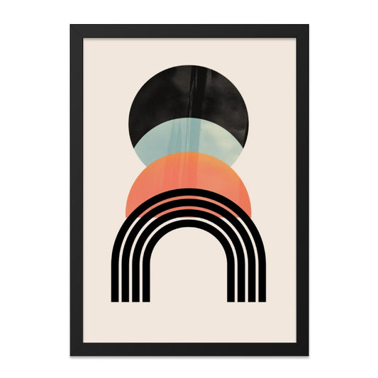 Abstract Wall Art, Geometric Print, Modern Art Poster, Minimalist Decor, Circle and Rainbow Artwork, Contemporary Home Decor - Tawshia