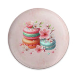 Macarons Pinback Button, Floral Dessert Badge, Cute Sakura Button, Colorful Food Pin, Kawaii Aesthetic Button, Pastry Lover Gift - Tawshia