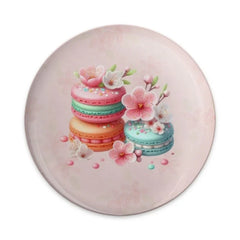 Macarons Pinback Button, Floral Dessert Badge, Cute Sakura Button, Colorful Food Pin, Kawaii Aesthetic Button, Pastry Lover Gift - Tawshia
