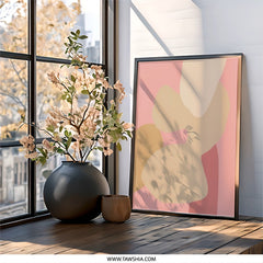 Abstract Shapes Wall Art, Beige Pink Artwork, Modern Home Decor, Minimalist Art Print, Neutral Tone Painting, Gallery Wall Art - Tawshia