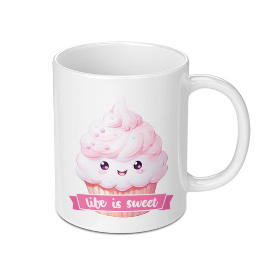 Cute Cupcake Mug, Life is Sweet, Kawaii Cupcake, Gift for Baker, Coffee Mug, Tea Mug, Food Lover Gift, Dessert Mug, Sweet Treat, Mug - Tawshia
