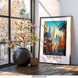 Barcelona Spain Wall Art, Cityscape Print, European Travel Poster, Gothic Architecture, Vacation Decor, Modern Art - Tawshia