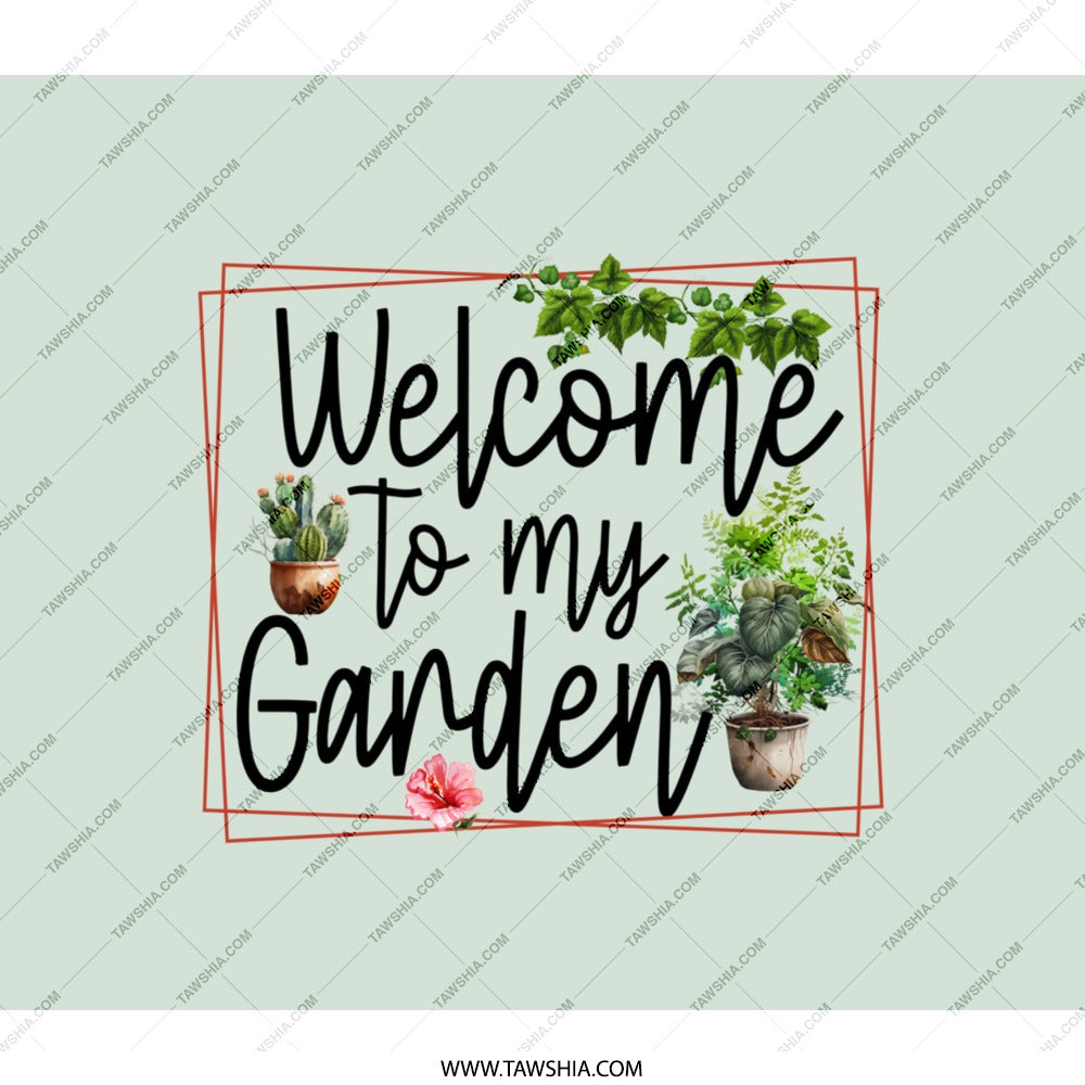 Welcome to My Garden Backpack, Floral Backpack, Plant Lover Gift, Gardening, Cactus, Fern, Hibiscus, Green Leaves, Botanical Backpack - Tawshia