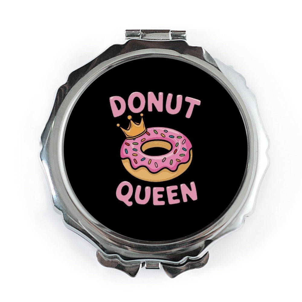 Donut Queen Pocket Mirror, Cute Foodie Accessory, Sweet Treat Gift Idea, Fun Compact Mirror, Girl Power Mirror, Novelty Donut Theme - Tawshia