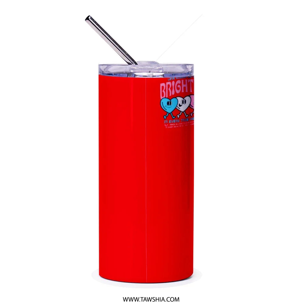 Bright Red Tumbler with Straw Cute Graphic product